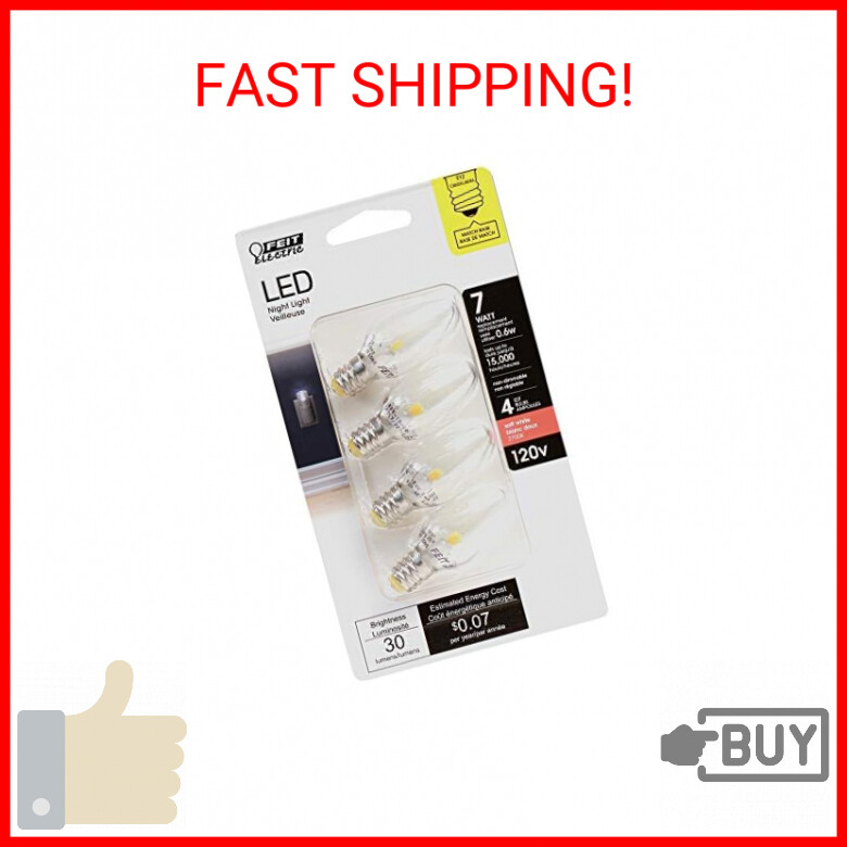 Feit Electric BP7C7/827/LED/4 0.6W 7W Equivalent 30 Lumen Candelabra Base Four L