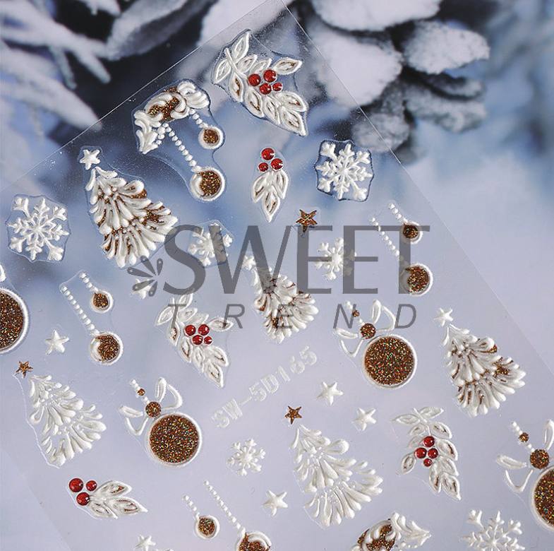 Christmas Nail Art Stickers Snowflake Santa Orinement Decals Self-Adhesive NS53