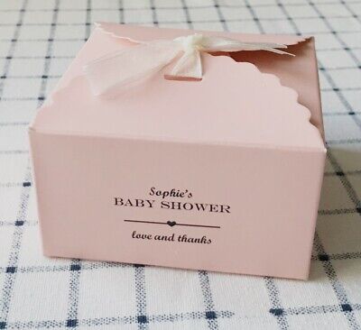 25x Pink Paper Boxes Personalised Favour Boxes Baby Girl Baby Shower Gift Candy 