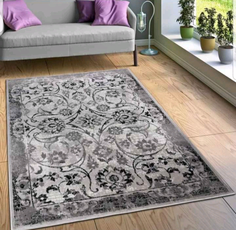 New 200x290cm Xxl white and grey vintage print rug in Newcastle, Tyne