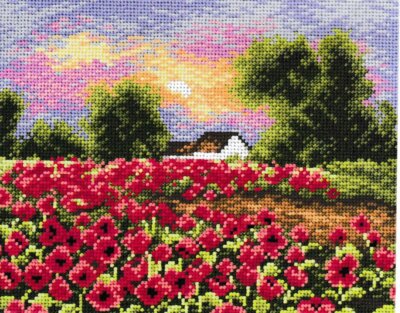 ''Summer Meadow'' Printed Canvas for Cross Stitch Tapestry Gobelin 2182