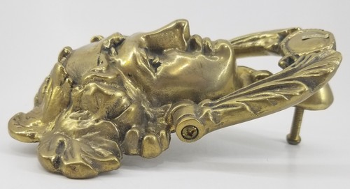 VINTAGE BRASS Home Entry Door KNOCKER Man Head DETAILED 7.5