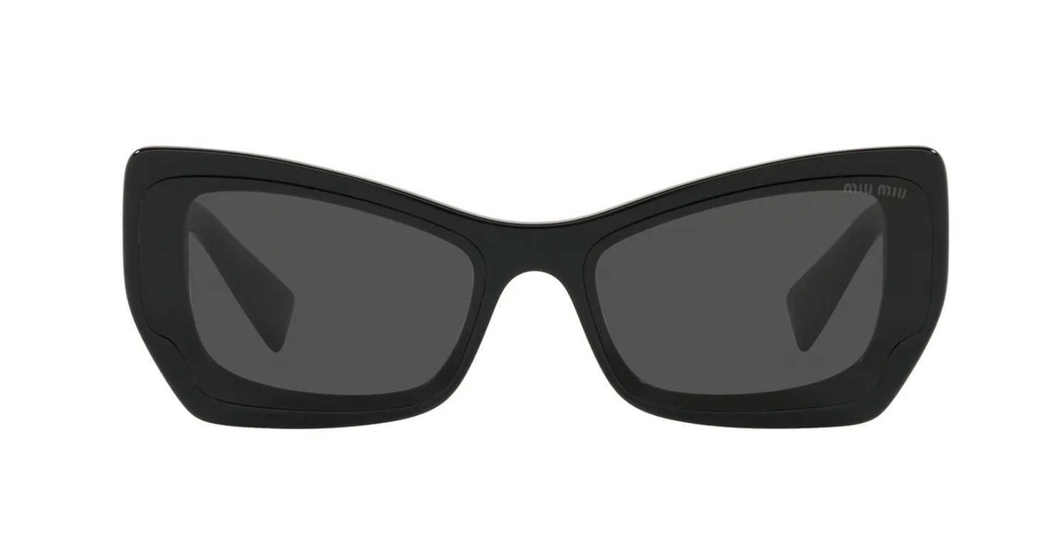 Pre-owned Miu Miu Logo Smu 07x Black/grey (03i-5s0) Sunglasses In Gray