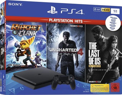 PLAYSTATION4 1TB SLIM + UNCHARTED4 + RATCHET&CLANK + THE LAST OF US REMASTERED