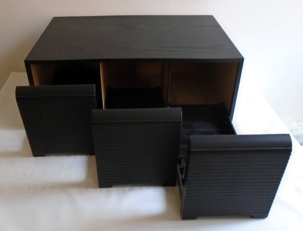 Black Ash Wood Cd 3 Drawer Unit Stores 60 Music Cd S Wooden