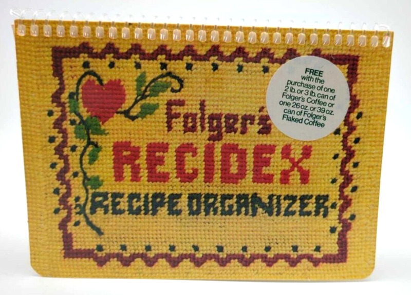 Vintage 1977 Folgers Coffee Recidex Recipe Organizer Spiral Book Not Used