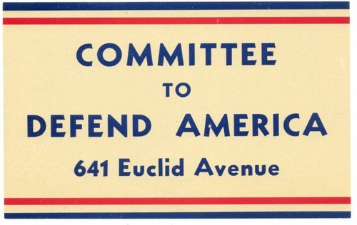 WWII PATRIOTIC Window Sticker COMMITTEE TO DEFEND AMERICA (pro UK war ...