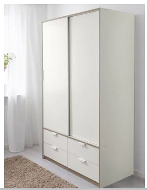 White Sliding Door Wardrobe With 4 Drawers Trysil In Tooting