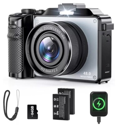  4K Digital Camera for Photography and Video 64MP Auto-Focus Anti-Shake Vlogging