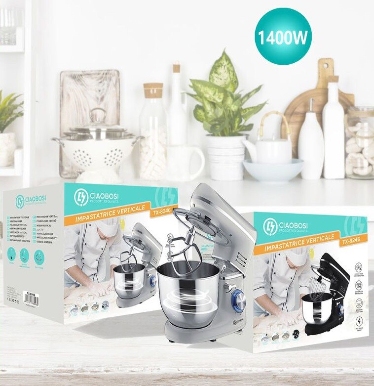 Robot Da Cucina Planetaria Impastatrice 1400W Ciotola Acciaio Inox Da 5,5L linq