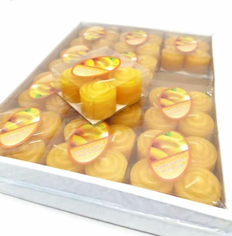 Set 48 Pezzi Candele Colorate Profumate Arancioni Aroma Arancia 3,5cm bal