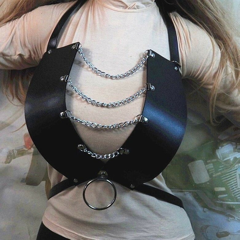 Kabelbaum Lady Schulterkette Bh Punk Riemen Gürtel Kunstleder Korsett Gothik