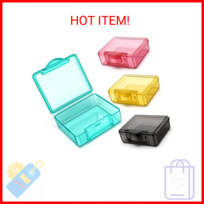 Small Pill Box 4 pcs,Cute Travel Pill Organizer Case Mini Tiny Clear Plastic Sto