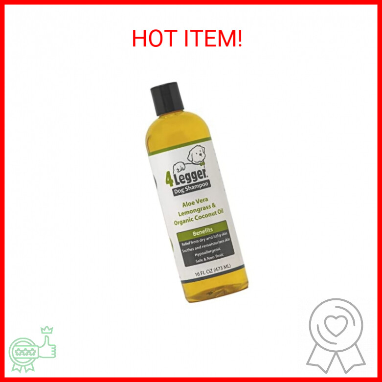 4Legger Organic Dog Shampoo USDA Certified Organic Aloe Vera, Lemongrass 16 Oz