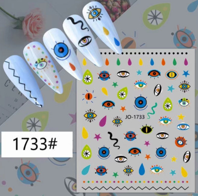 3D Evil Eye Snake Witch Transfer Nail Stickers Slider Nail Art Decorations NH11