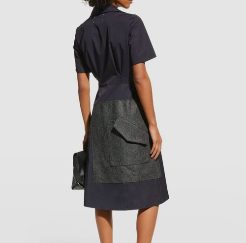 Pre-owned Maison Margiela $1770  Womens Blue Oversized Pocket Midi Shirtdress Size It42/us6