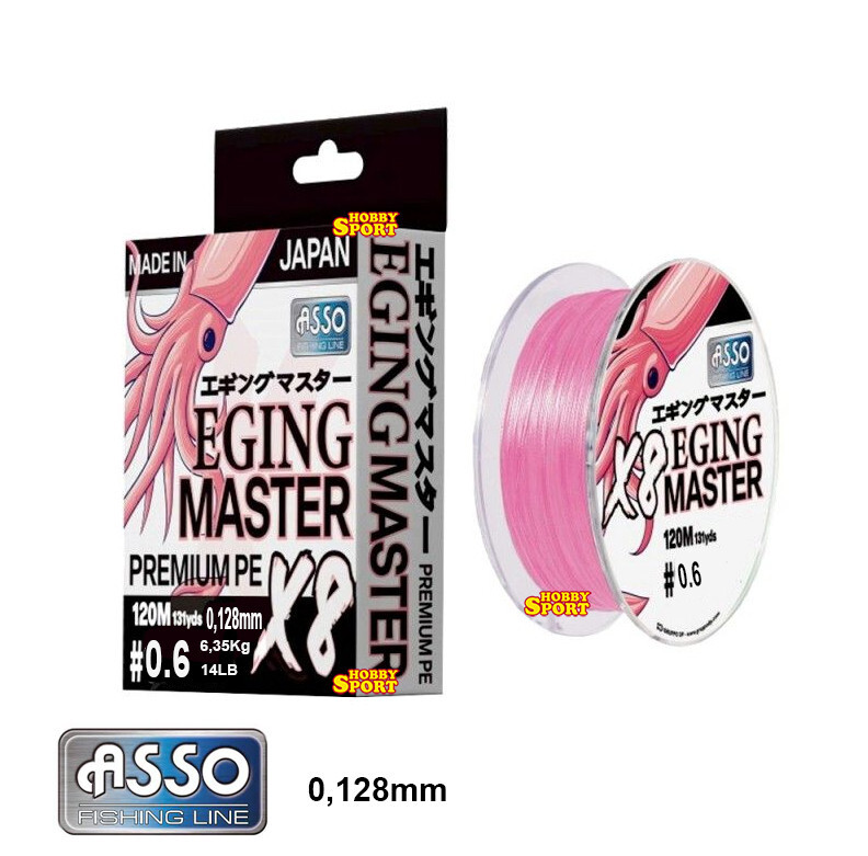 ASSO EGING MASTER FILO TRECCIATO  PINK 8X  120 MT 0,128MM  NANO FIBRE PER SEPPIA