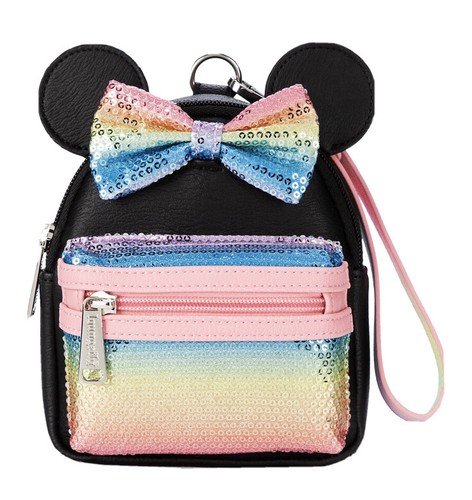 Disney Parks Loungefly Minnie Sequined Pastel Rainbow Mini Backpack Wristlet eBay