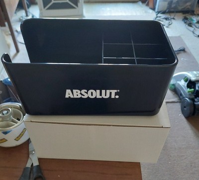 Absolute Vodka HEAVY BLACK ACRYLIC NAPKIN & STRAW HOLDER BAR CADDY *NEW*
