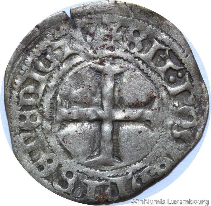E8489 Rare DuchÃ© Bretagne Blanc Ã  L'Hexalobe Jean V 1399 1442 F FougÃ¨Res Argent