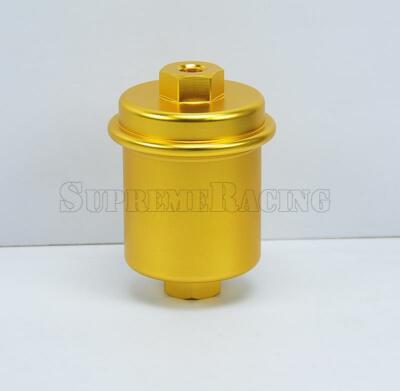 Gold Universal Inline Fuel Filter High Flow 100 Micron Cleanable Stainelss mesh
