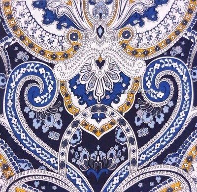 RALPH LAUREN FLORAL 3PC QUEEN DUVET COVER SET Navy Blue Gold Paisley cotton NEW
