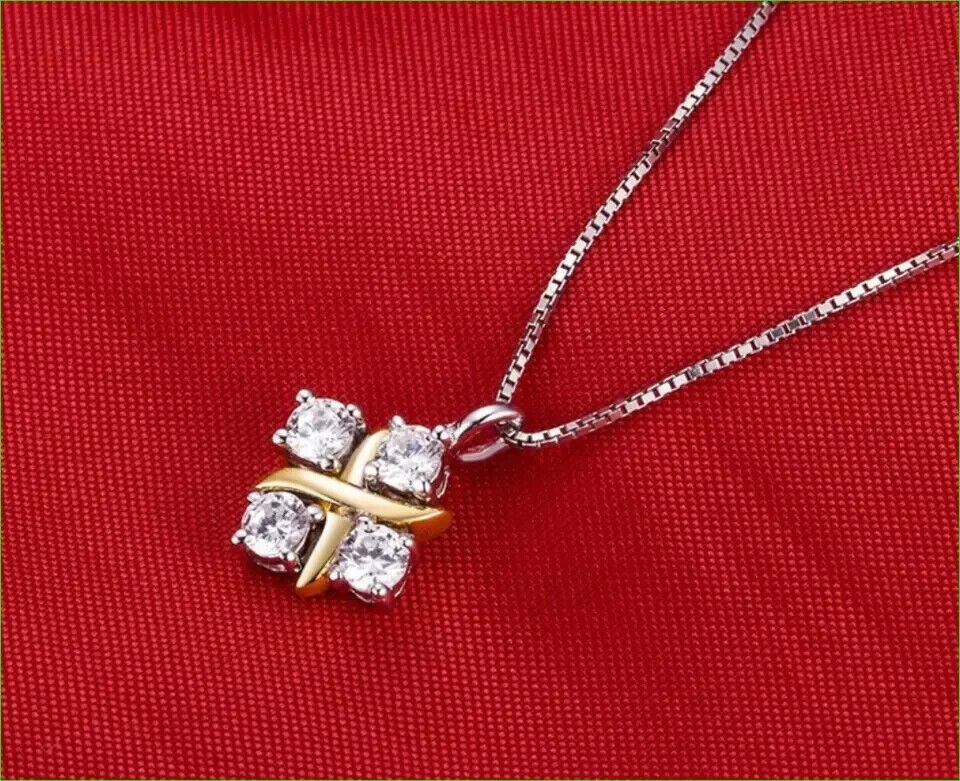 2.00Ct Round Cut Lab Created Diamond Pendant Necklace 14K Yellow Gold Plated
