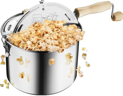 Great Northern Popcorn Original Stainless Steel Stove Top 6.5-Qt Popcorn Popper