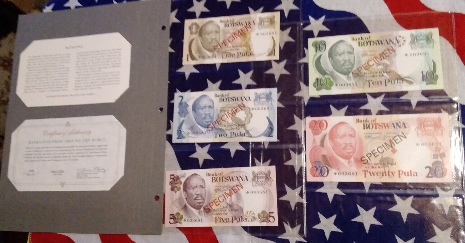 BOTSWANA・SPECIMEN・1・2・5・10・20プーラ【1979年】 BOTSWANA・SPECIMEN・1・2・5・10・20プーラ【1979年】 BOTSWANA