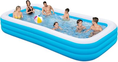 Large Inflatable Pool for Adults, 145'' X 74'' X 22'' Oversized Thickened Blue 