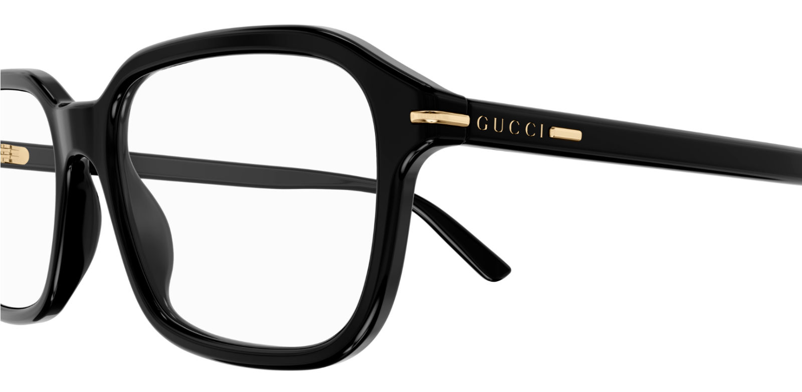 Pre-owned Gucci Gg1446o 001 Black Rectangular Men's Eyeglasses In Clear