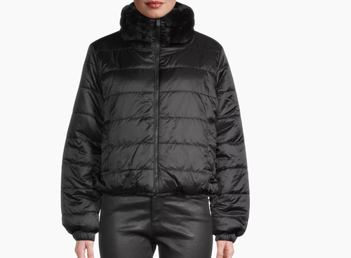Pre-owned Save The Duck Womens Faux Fur Jeon Black Polyester Puffer Jacket Coat