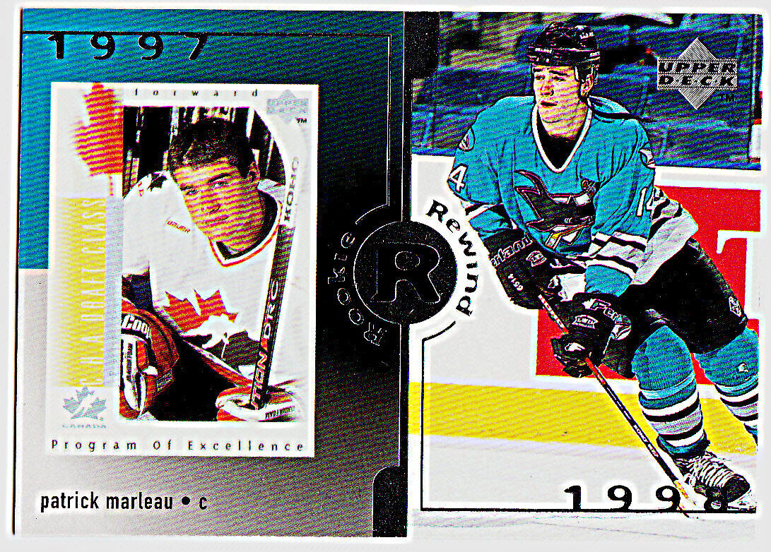 1998-99 UPPER DECK Rookie Rewind #26 PATRICK MARLEAU San Jose Sharks Hockey Card. rookie card picture