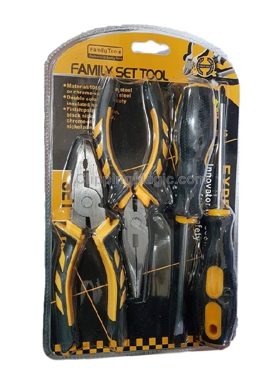 Family Set Tool 4 Attrezzi 2 Pinze 2 Cacciaviti Taglio Croce Utensili moc
