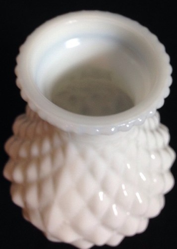 VINTAGE MILK GLASS QUILTED PATTERN LAMP SHADE CHIMNEY