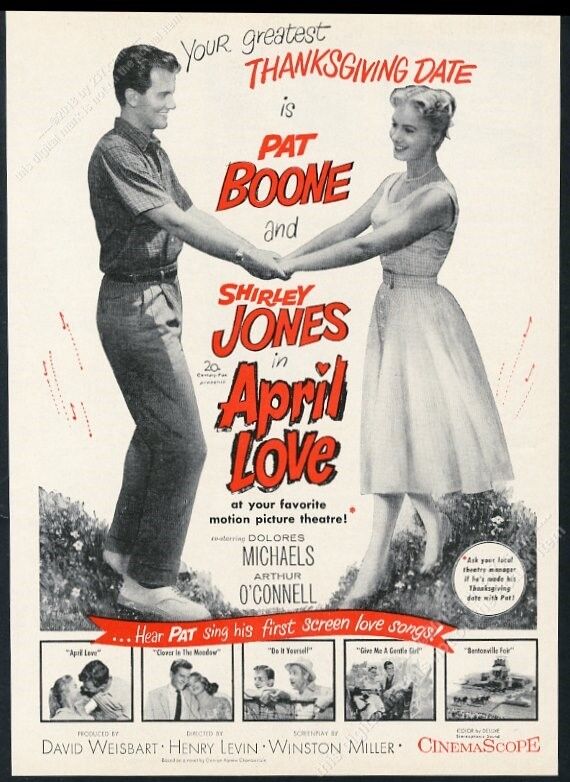 1957 April Love movie release Pat Boone Shirley Jones photo vintage print ad