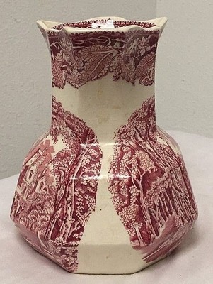 Antique Mason's Ironstone China Vista England Pitcher Pink 6