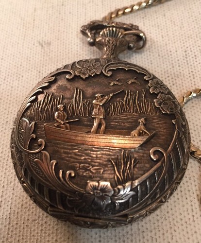 Swiss Pocket Watch 17 Jewels Shock Protected Majestime Duck Hunting Hand-winding