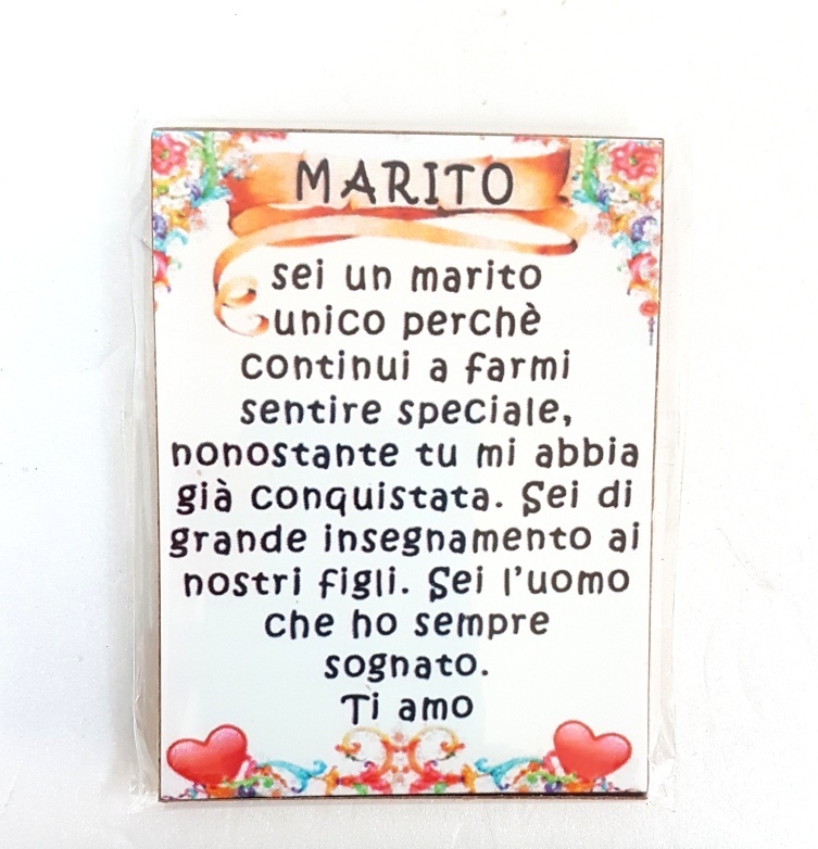 Calamita Magnete Magnetino Rettangolare Idea Regalo Frasi Dedica Marito moc