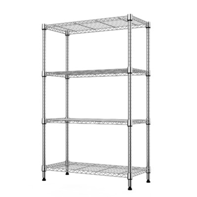 4 Shelf Wire Shelving Rack Adjustable Commercial Garage Kitchen Storage Chrome