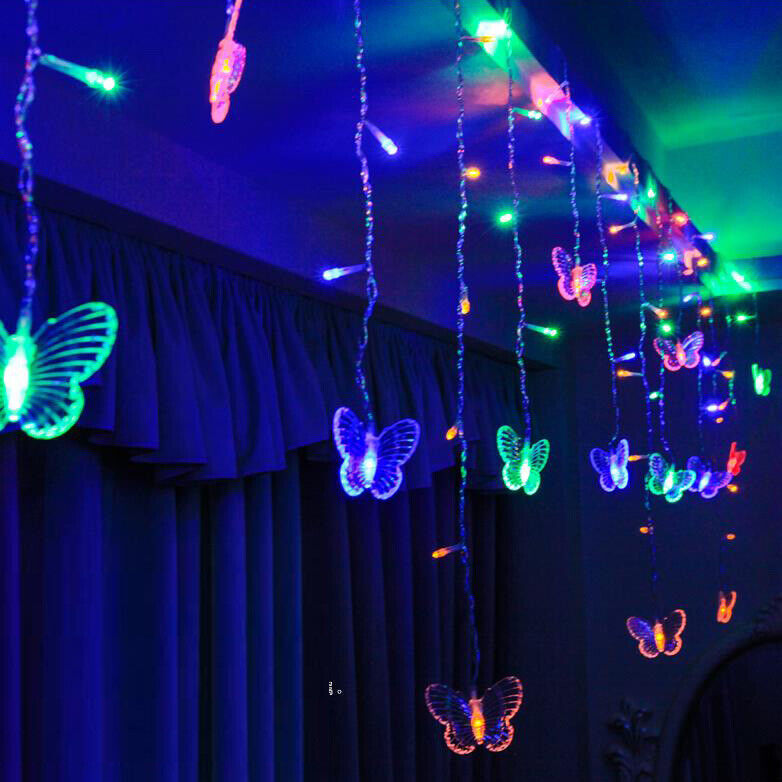 Butterfly 96 LED Fairy String Curtain Lights Lamp Christmas Party Wedding Decor