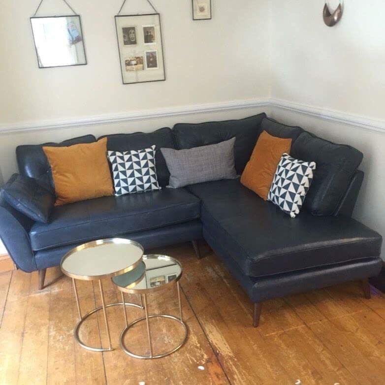 DFS French Connection Zinc Leather Left Arm Facing Corner Group NEW LOW