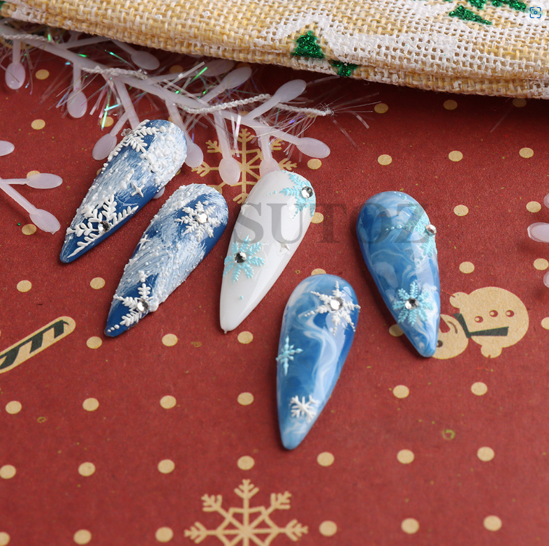 Christmas 5D Nail Art Stickers Snowflake Bear Heart Santa Decals Self-Adhesive