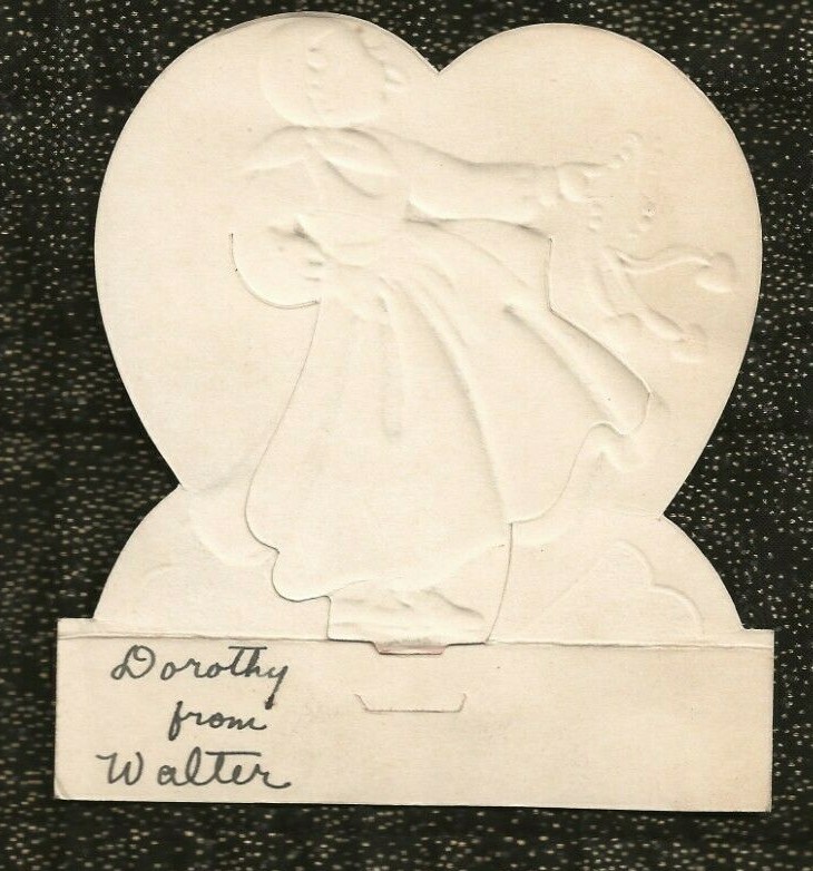 Vintage Die Cut, Colorful Valentine; GYPSY With TAMBORINE; DON'T TEASE ME GYPSY!