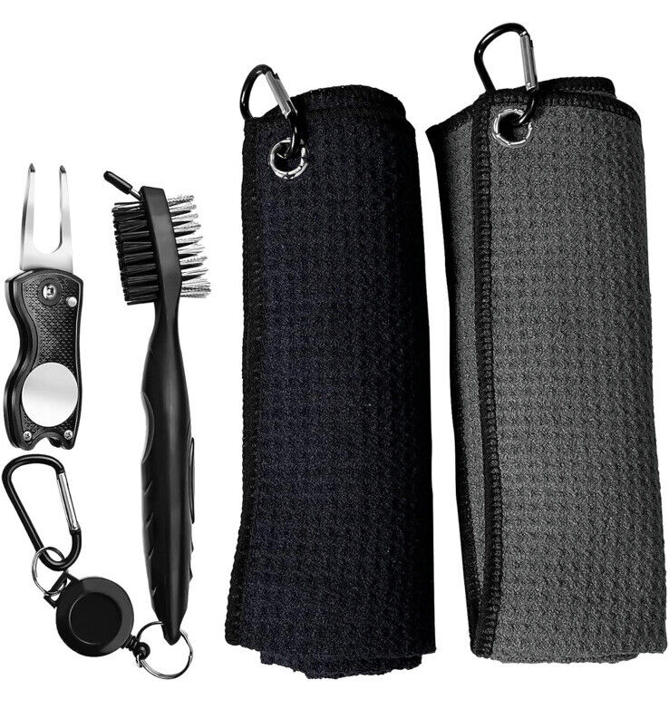 Golf Towel and Brush Set, Golf Towels for Golf Bags, Golf Club Cleaning Set