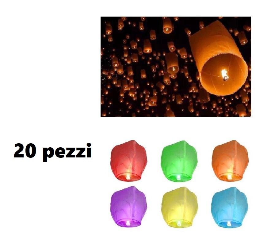 Set 20 Pz Mongolfiera Cinese Lanterna Volante Carta Feste Colorata 82cm bal