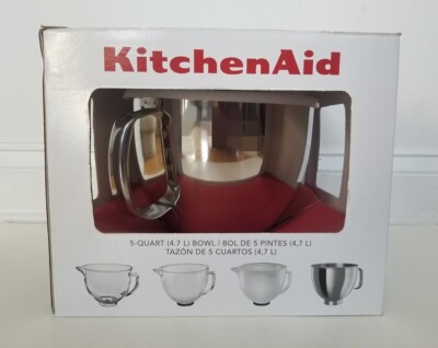 KitchenAid 5qt Tilt-Head Polished Stainless Steel Bowl with Lid K5THSBP , New