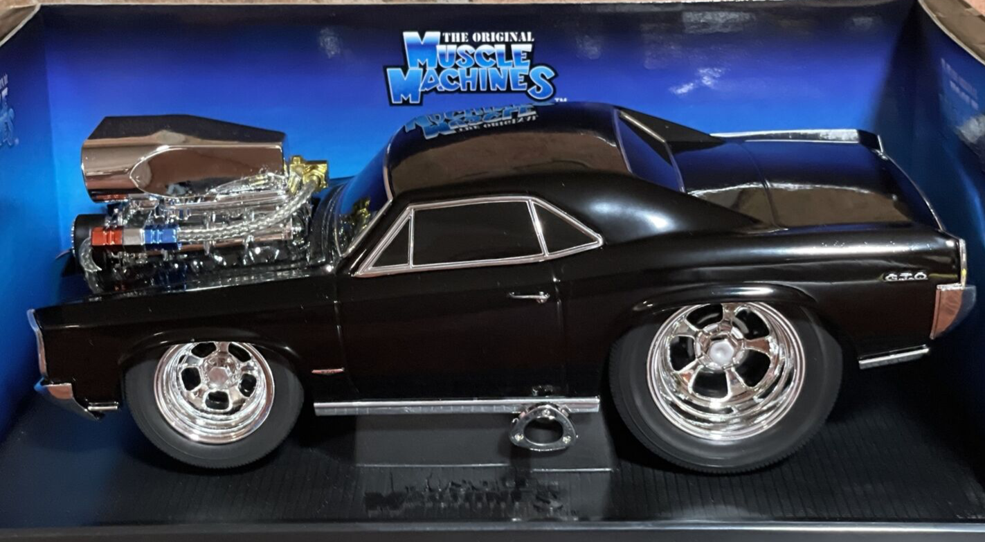 66 GTO BLACK 1:18 SCALE MUSCLE MACHINES REAL STEEL BRAIDED