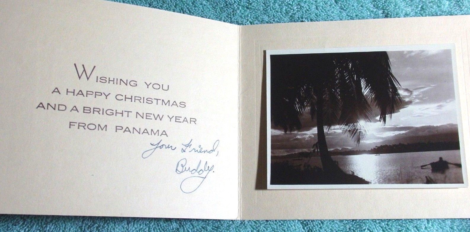 1940'S CHRISTMAS CARD GREETINGS FROM THE ISTHMUS OF PANAMA WITH PHOTO
