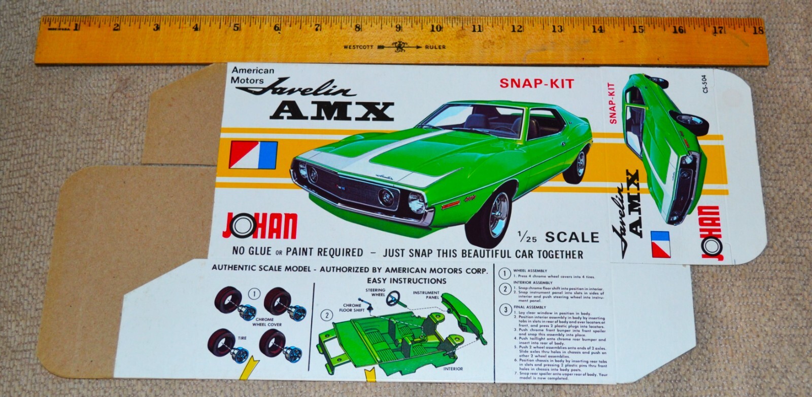 自動車 Javalin AMX 1972 BOX ONLY Johan AMC Javelin AMX Model Snap-Kit NOS NM CS